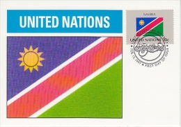 United Nations New York 1997 Flag Namibia 1v Maximum Card (18243) - Maximumkaarten