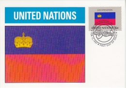 United Nations New York 1997 Flag Liechtenstein 1v Maximum Card (18245) - Cartes-maximum