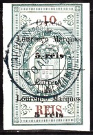 Lourenço Marques -1899, Selos Fiscais, C/ Sobretaxa.  (RARO) (Selos Completos)  5 R. S/ 10 R. (o)   MUNDIFIL Nº 47 - Lourenco Marques