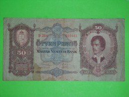 Hungary,otven Pengo,50,Petofi Sandor,banknote,paper Money,bill,geld,dim.168x87mm,vintage - Hungría