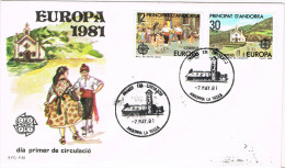 10917. Carta F.D.C. ANDORRA Española 1981. Europa 81 - Briefe U. Dokumente