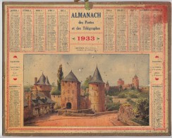 ALMANACH DES POSTES ET DES TELEGRAPHES 1933 -"FOUGERES -L'ENTREE DU CHATEAU " - Formato Grande : 1921-40