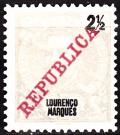 Lourenço Marques- 1911, D. Carlos L, Com Sobrecarga «REPUBLICA»  2 1/2 R.  D. 11 3/4 X 12   (*) MNG   MUNDIFIL Nº 78 - Lourenco Marques