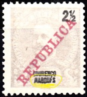 Lourenço Marques-1911, D. Carlos L, C/ Sobrecarga «REPUBLICA»  2 1/2 R. (ERRO)  D. 11 3/4 X 12   (*)MNG  MUNDIFIL Nº 78b - Lourenco Marques