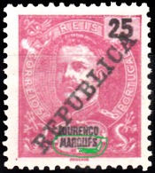 Lourenço Marques- 1911, D. Carlos L, C/ Sobrecarga «REPUBLICA»  25 R. (ERRO)  D. 11 3/4 X 12   (*) MNG  MUNDIFIL  Nº 83b - Lourenzo Marques