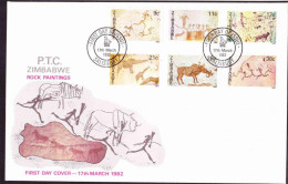 Zimbabwe - 1982 -  Rock Paintings - Complete Set On FDC - Préhistoire