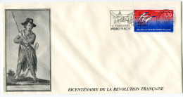 FRANCE THEME REVOLUTION FRANCAISE ENVELOPPE OBLITERATION 55 VARENNES EN ARGONNE 21-5-90 AVEC FLAMME 21 JUIN 1791........ - French Revolution