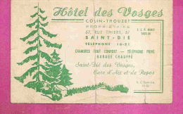SAINT DIE   -   NOTE 1955 ** HOTEL DES VOSGES ** Propriétaire :" COLIN - THOUZET " 57 Rue THIERS - Sport En Toerisme
