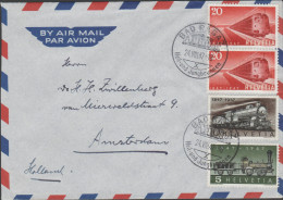 O) 1947 SWITZERLAND, TRAINS 1847, TRAINS TO 1947, COVER TO AMSTERDAM, XF - Storia Postale