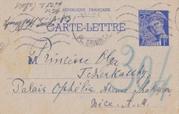 FRANCE  CARTE LETTRE  MERCURE - Letter Cards