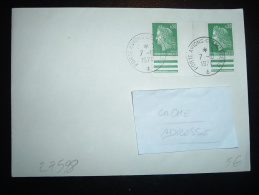 LETTRE TP MARIANNE DE CHEFFER 0,30F PAIRE INTERPANNEAU BAS DE FEUILLE 7-10-1974 PORTE AVIONS CLEMENCEAU - 1967-1970 Maríanne De Cheffer