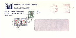 Lettre Taxée, 1979,  Affranchie. EMA FAMI MANOSQUE 1.20Fr, Taxe 1.20Fr, 3 Timbres  FLEUR  /6000 - 1960-.... Covers & Documents