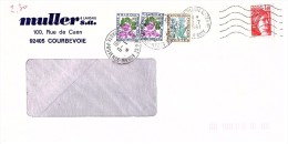 Lettre Taxée, 1981, MULLER COURBEVOIE ST AUBAN .Affranchie Sabine De Gandon 1.40Fr, Taxe 2.30Fr, 3 Timbres  FLEUR  /6000 - 1960-.... Brieven & Documenten