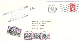 Lettre Taxée, 1981, ITSF LE PLESSIS NEULLY .Affranchie Sabine De Gandon 1.40Fr, Taxe 2.30Fr, 5 Timbres  FLEUR  /6000 - 1960-.... Briefe & Dokumente