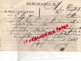 23 - GUERET - DOCUMENT MEMORANDUM  FELIX GUILLERMIN -1903 - Documenti Storici