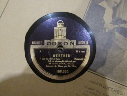 78 Tours  ODEON 166.020 - Solo De Violoncelle André LEVY Virtuose - WERTHER "Air Du Clair De Lune" - ELEGIE - 78 Rpm - Schellackplatten