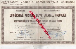 23 - CLAVIERES SAINT SULPICE LE GUERETOIS- CERTIFICAT PART SOCIALE- COOPERATIVEAGRICOLE - M. EMILE CHERORET -1966 - Sonstige & Ohne Zuordnung