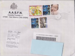 San Marino Registered Letter With Mi 1689 - 50th Anniversary Of The Crossbow  - Customs Declaration - Barcode - Sellos De Urgencia