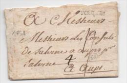 1758 - RARE LETTRE De TOULON (VAR) Avec MARQUE LENAIN N°6 (INDICE 21 = 550 EUR) D'un SOLDAT DE LA MARINE Pour SALERNE - 1701-1800: Precursors XVIII