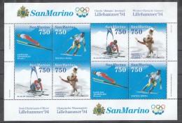 San Marino   - 1994.  Salto, Sci , Pattinaggio Artistico. Jump, Ski, Artistic Skating. MNH Fresh Block - Winter 1994: Lillehammer
