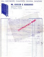 23 - DUN LE PALLETEAU- DUN LE PALESTEL- FACTURE DELOR & CASSAND -ELECTRICITE CHAUFFAGE CENTRAL-1951 - Electricité & Gaz