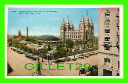 SALT LAKE CITY, UTAH - TEMPLE BLOCK AND BRIGHHAM YOUNG MONUMENT - ANIMATED OLD CARS - - Salt Lake City