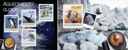 Mozambico 2014, Climate Change, Whales, Polar Bear, Pingun, 4val In BF +BF - Fauna ártica
