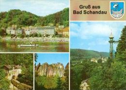 AK DDR Bad Schandau Wappen Segelschiff Elbesandsteingebirge Schrammsteine Kirnitschtalbahn - Bad Schandau