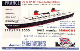 Buvard Matelas Simmons, Bâteau Le France De La Cie Gle Transatlantique - Macchina