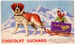 Buvard Chocolat Suchard, Chien Saint-Bernard & Traineau - Cocoa & Chocolat