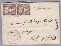 Heimat CH BE OESCHBERG 1865-01-20 Faltbrief Nach Rüti Mit 2x5Rp. Sitzende - Storia Postale