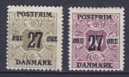 Denmark 1918 Mi. 84Y, 88Y     27 Ø Auf 1 Ø, 10 Ø Postfrim. Overprint (2 Scans) MH* - Ungebraucht