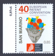 2013 SAN MARINO "40° ANNIVERSARIO FIRMA CONVENZIONE CONCESSIONE BREVETTI EUROPEI (CBE)" SINGOLO MNH* - Unused Stamps
