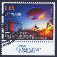 2013 SAN MARINO "20° ANNIVERSARIO DEL SIMPOSIO MONDIALE SUGLI UFO" SINGOLO ANNULLO PRIMO GIORNO - Gebruikt