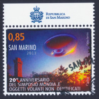 2013 SAN MARINO "20° ANNIVERSARIO DEL SIMPOSIO MONDIALE SUGLI UFO" SINGOLO ANNULLO PRIMO GIORNO - Gebruikt