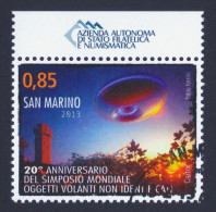 2013 SAN MARINO "20° ANNIVERSARIO DEL SIMPOSIO MONDIALE SUGLI UFO" SINGOLO ANNULLO PRIMO GIORNO - Gebruikt