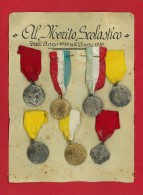 LOTTO 2 DI 2 - 7 MEDAGLIE AL MERITO SCOLASTICO DALL'ANNO  1935 AL 1939 - COMPLETE DI NASTRINO - ARGENTO E SIMILORO - Autres & Non Classés