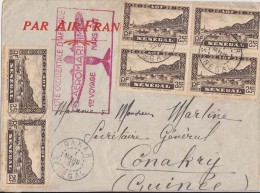 SENEGAL  1937  1er VOYAGE AEROMARITIME (MANQUE LE RABAT AU VERSO) - Storia Postale