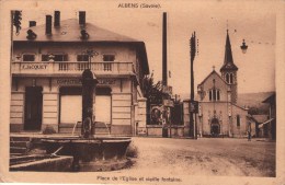 CPA - 73 - ALBENS - PLACE DE L´EGLISE ET VIEILLE FONTAINE - Albens