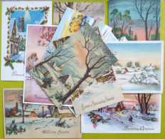 CP Lot 11x Litho Illustrateur M.G.A. MGA COLOPRINT ETC VOEUX Paysage MAISON VILLAGE NEIGE Arbre - Sammlungen & Sammellose