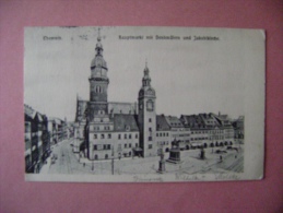 CP ALLEMAGNE - CHEMNITZ - HAUPTMARKT MIT DENKMALERN UND JAKOBIKIRCHE- ECRITE EN 1908 - Chemnitz