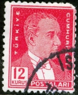 TURCHIA, TURKEY, COMMEMORATIVO, KEMAL ATATURK, 1954, FRANCOBOLLO USATO, Mi 1382A, Scott 1123 - Oblitérés