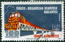 TURCHIA, TURKEY, TURISMO, FERROVIA, TURCHIA-BULGARIA, 1971, FRANCOBOLLO USATO, Mi 2235, Scott 1892, YT 2007 - Oblitérés