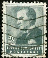 TURCHIA, TURKEY, COMMEMORATIVO, KEMAL ATATURK, 1955, FRANCOBOLLO USATO, Mi 1412, Scott 1143, YT 1224 - Usati