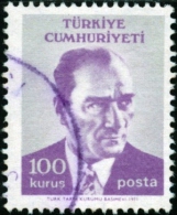 TURCHIA, TURKEY, COMMEMORATIVO, KEMAL ATATURK, 1971, FRANCOBOLLO USATO, Mi 2214, Scott 1881, YT 1996 - Oblitérés