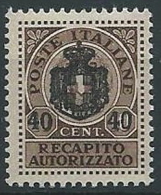 1945 LUOGOTENENZA RECAPITO AUTORIZZATO 40 SU 10 CENT MNH ** - ED1050-2 - Service Privé Autorisé