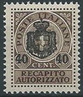 1945 LUOGOTENENZA RECAPITO AUTORIZZATO 40 SU 10 CENT MNH ** - ED1051-6 - Authorized Private Service