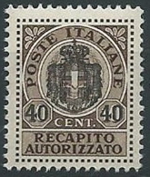 1945 LUOGOTENENZA RECAPITO AUTORIZZATO 40 SU 10 CENT MNH ** - ED1052-4 - Geautoriseerde Privédienst