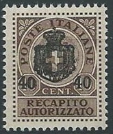 1945 LUOGOTENENZA RECAPITO AUTORIZZATO 40 SU 10 CENT MNH ** - ED1052-6 - Authorized Private Service