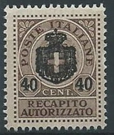 1945 LUOGOTENENZA RECAPITO AUTORIZZATO 40 SU 10 CENT MNH ** - ED1053 - Recapito Autorizzato